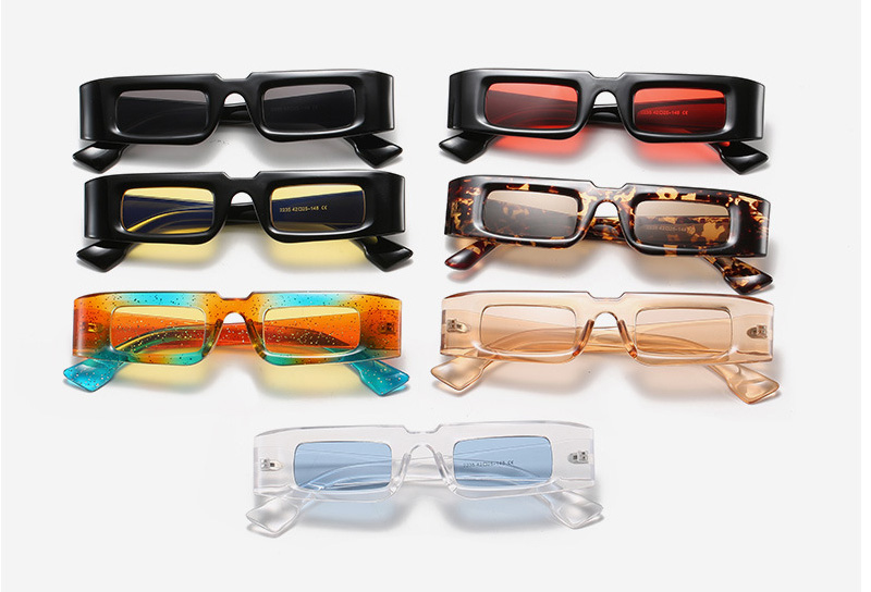 Funky rectangular rainbow frame women's sunglasses