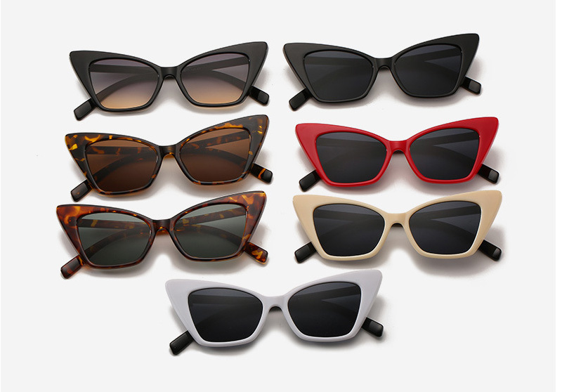 Flat lenses narrow arms cat eye ladies sunglasses